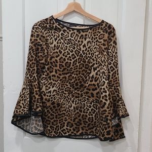 Cheetah print bell sleeve blouse